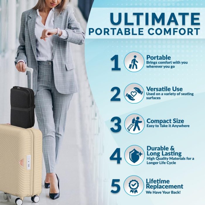 ComfiLife Ergo-Gel Travel Seat Cushion – Portable Airplane Seat Cushion – Gel Grid Design for Ultimate Seating Comfort – Foldable Cushion for Airplane Seats, Camping, Bleachers, Flights, Commute - Image 2