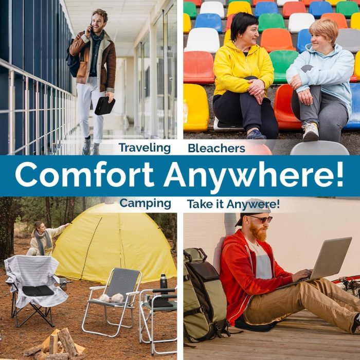 ComfiLife Ergo-Gel Travel Seat Cushion – Portable Airplane Seat Cushion – Gel Grid Design for Ultimate Seating Comfort – Foldable Cushion for Airplane Seats, Camping, Bleachers, Flights, Commute - Image 4