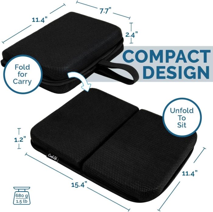 ComfiLife Ergo-Gel Travel Seat Cushion – Portable Airplane Seat Cushion – Gel Grid Design for Ultimate Seating Comfort – Foldable Cushion for Airplane Seats, Camping, Bleachers, Flights, Commute - Image 6